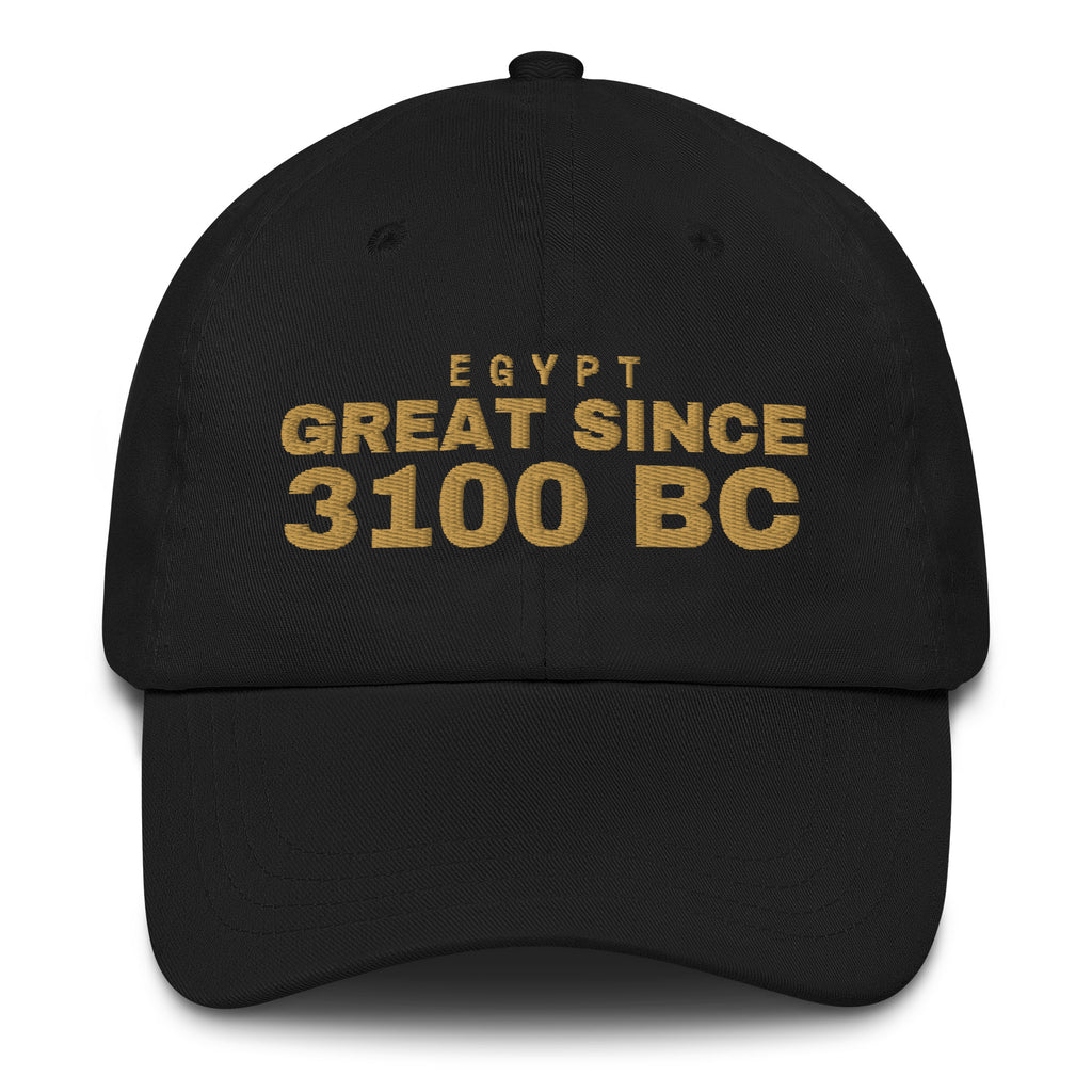 Black dad cap with EGYPT GREAT SINCE 3100 BC embroidery