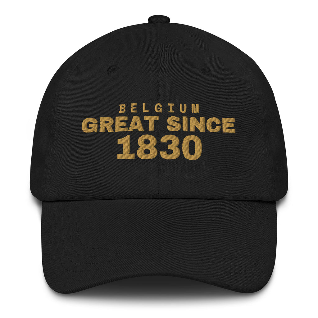 Black dad cap with BELGIUM GREAT SINCE 1830 embroidery
