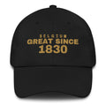 Black dad cap with BELGIUM GREAT SINCE 1830 embroidery