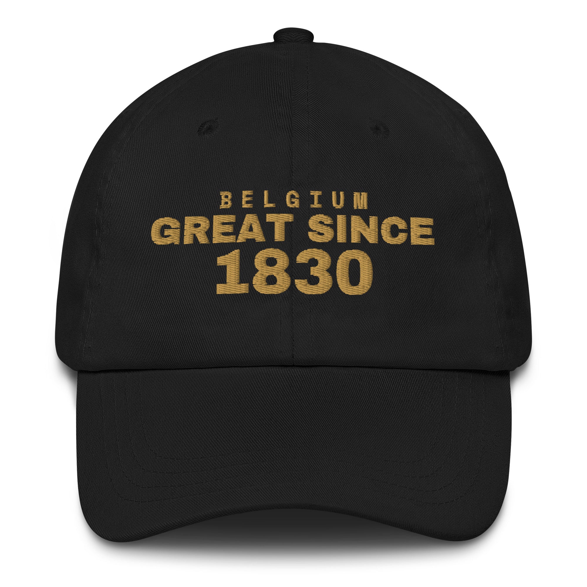 Black dad cap with BELGIUM GREAT SINCE 1830 embroidery