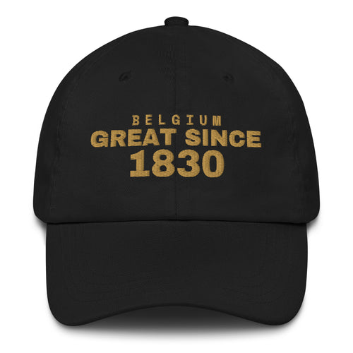 Black dad cap with BELGIUM GREAT SINCE 1830 embroidery