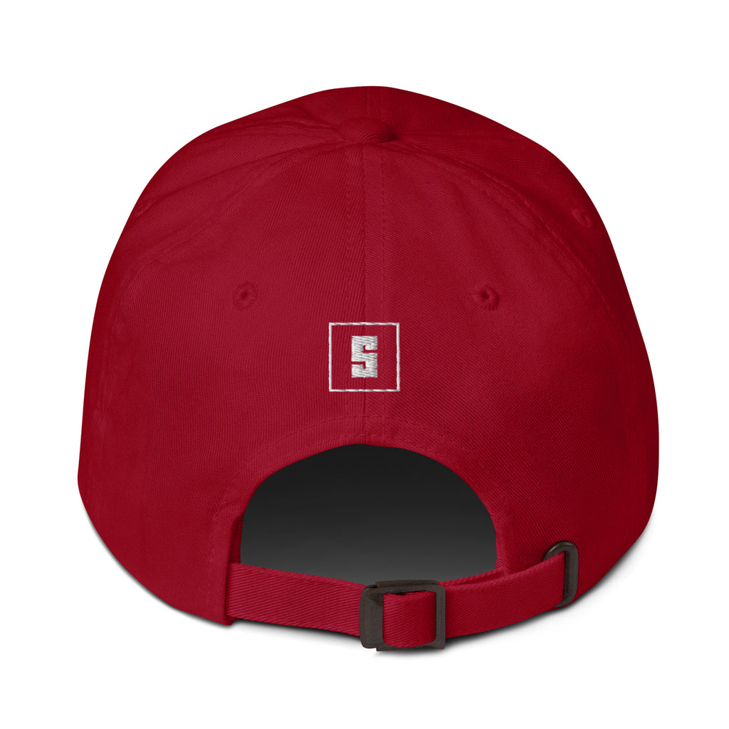 Cranberry dad cap with CANADA GREAT SINCE 1867 embroidery