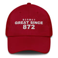 Cranberry dad cap with NORWAY GREAT SINCE 872 embroidery