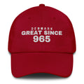 Cranberry dad cap with DENMARK GREAT SINCE 965 embroidery