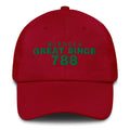 Cranberry dad cap with MOROCCO GREAT SINCE 788 embroidery