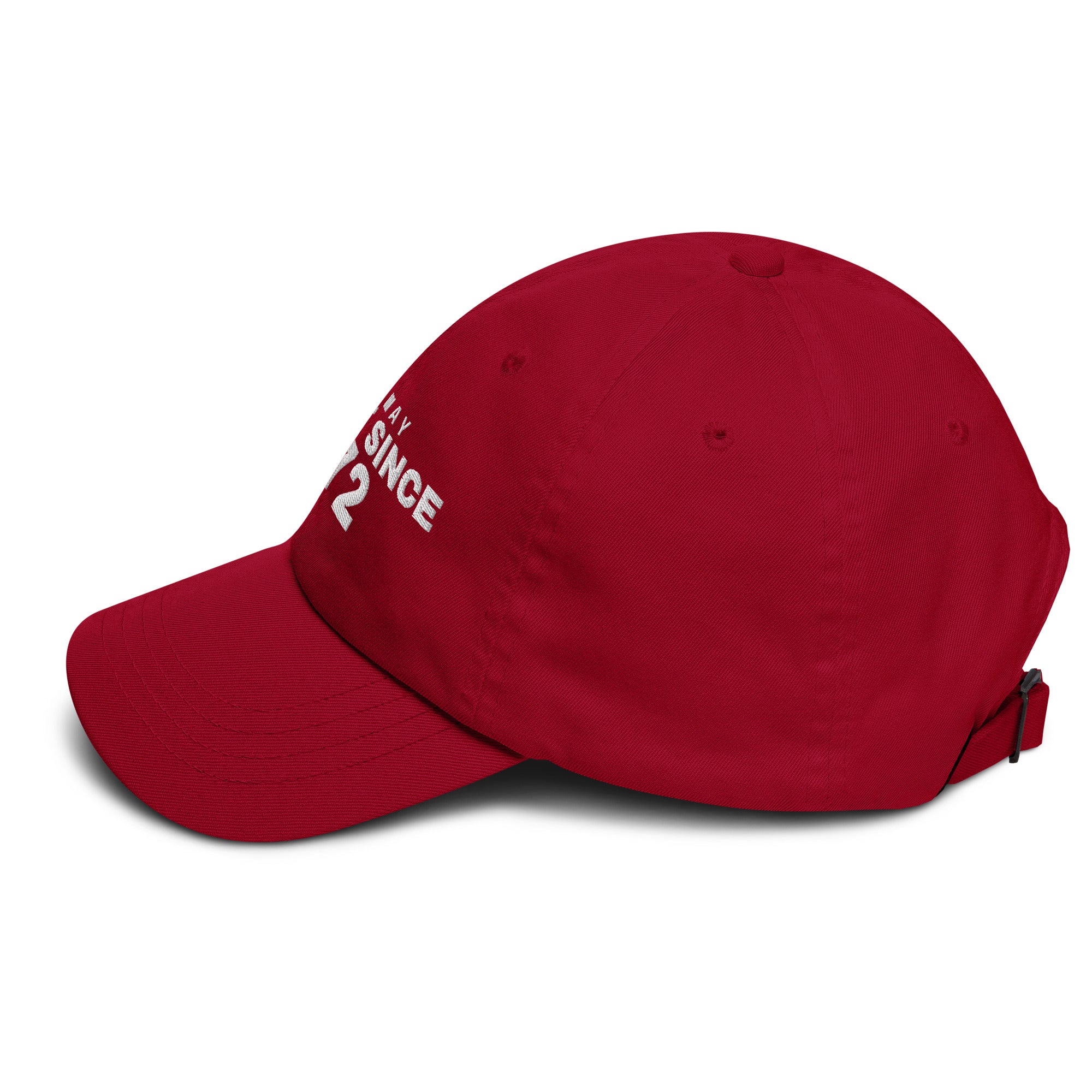 Cranberry dad cap with NORWAY GREAT SINCE 872 embroidery