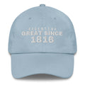 Light blue dad cap with ARGENTINA GREAT SINCE 1816 embroidery