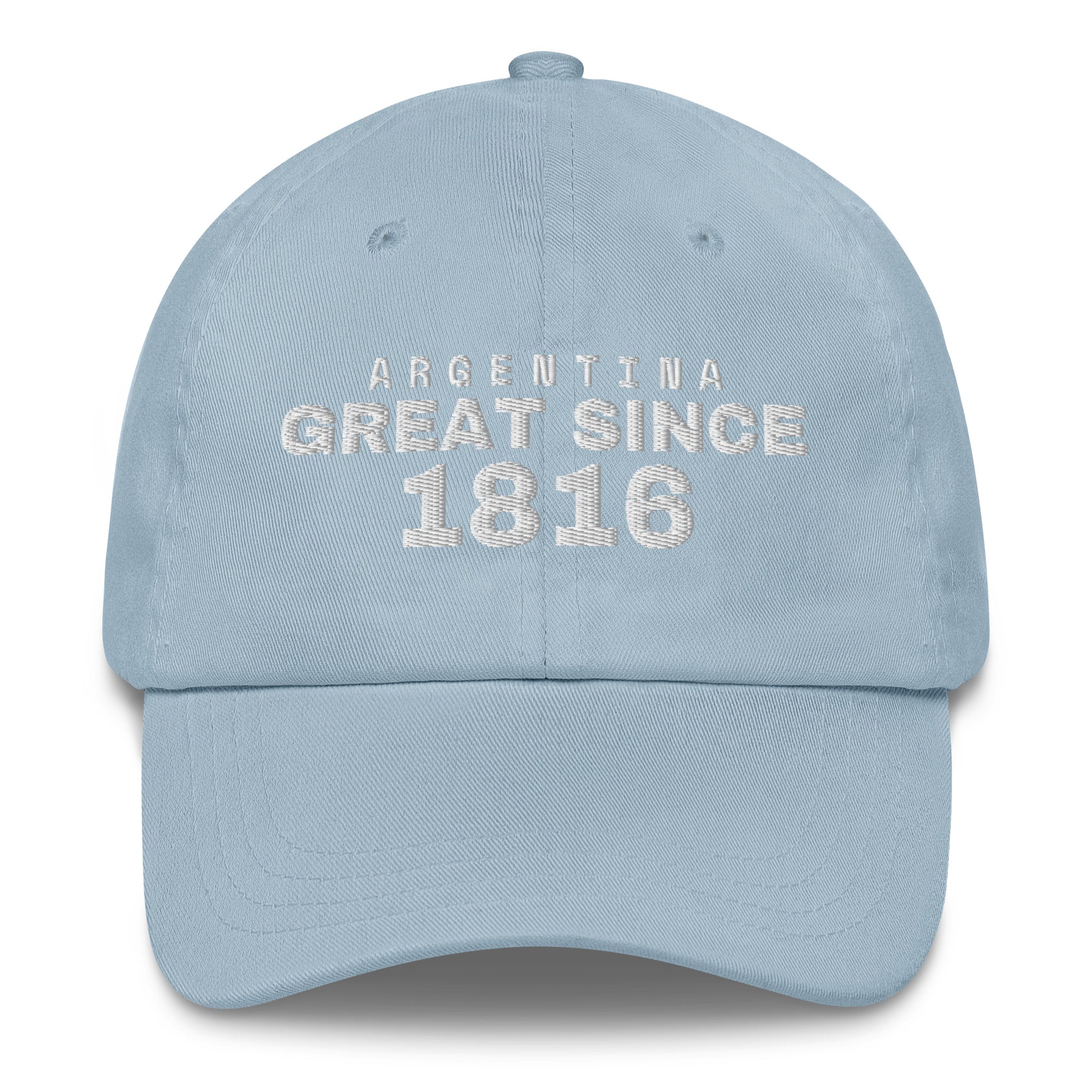 Light blue dad cap with ARGENTINA GREAT SINCE 1816 embroidery