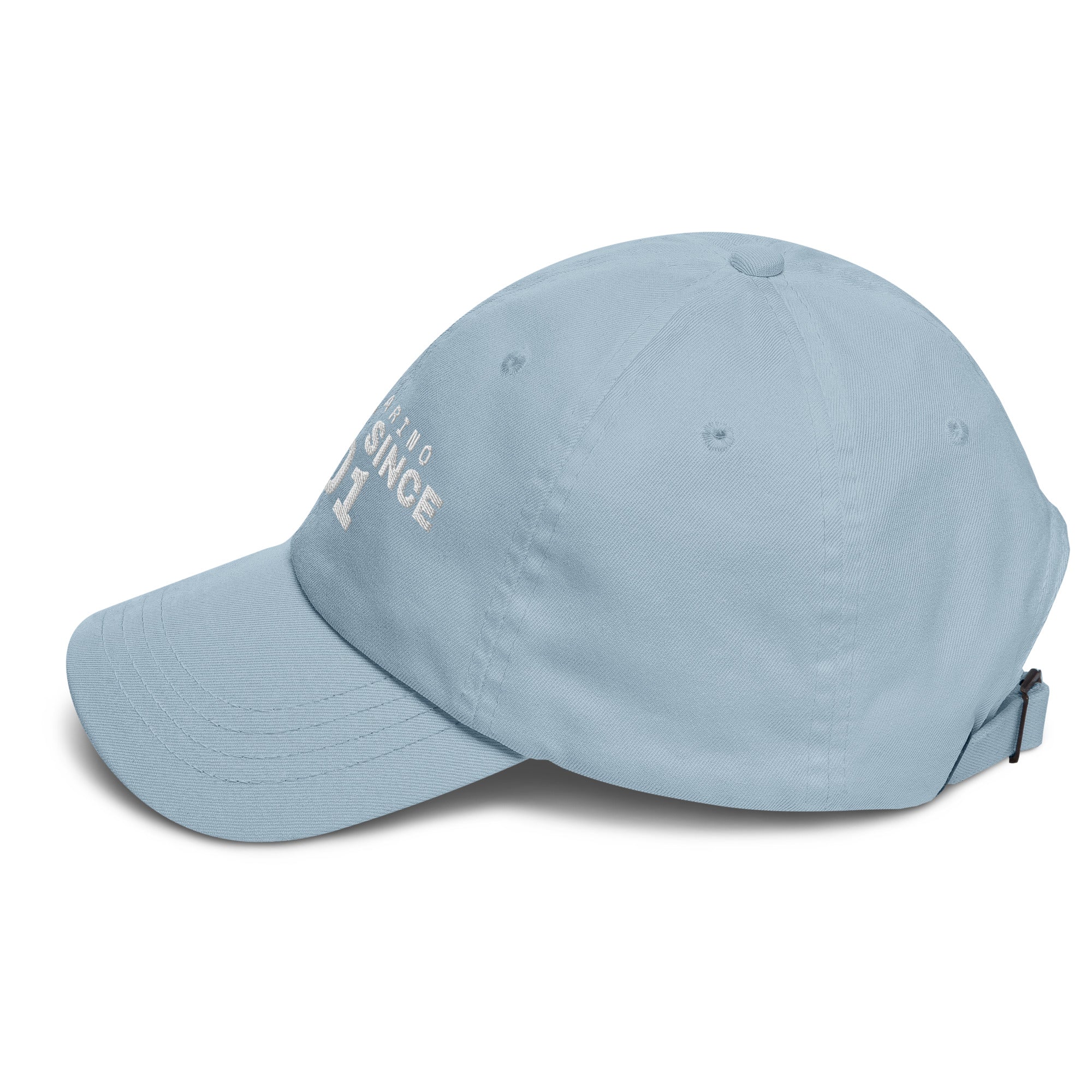 Light blue dad cap with SAN MARINO GREAT SINCE 301 embroidery
