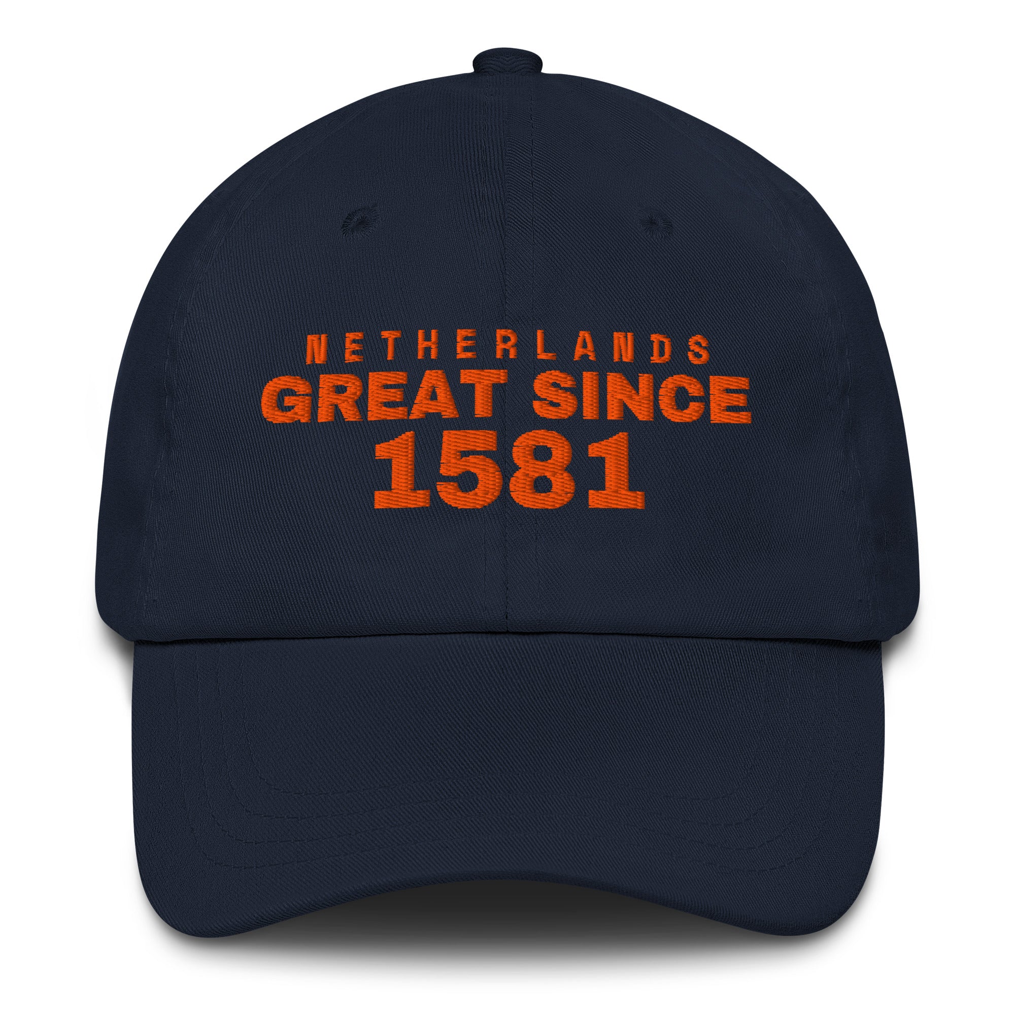 Navy dad cap with NETHERLANDS GREAT SINCE 1581 embroidery