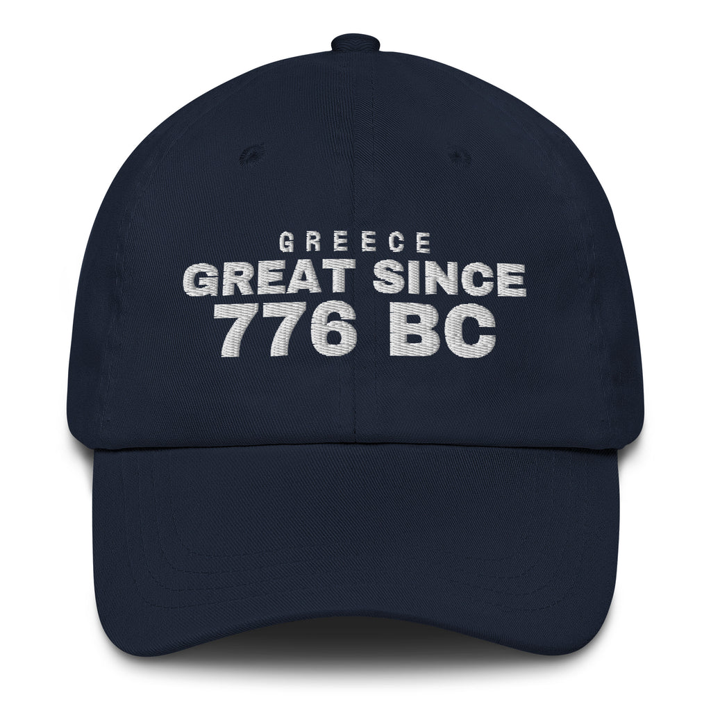 Navy dad cap with GREECE GREAT SINCE 776 BC embroidery