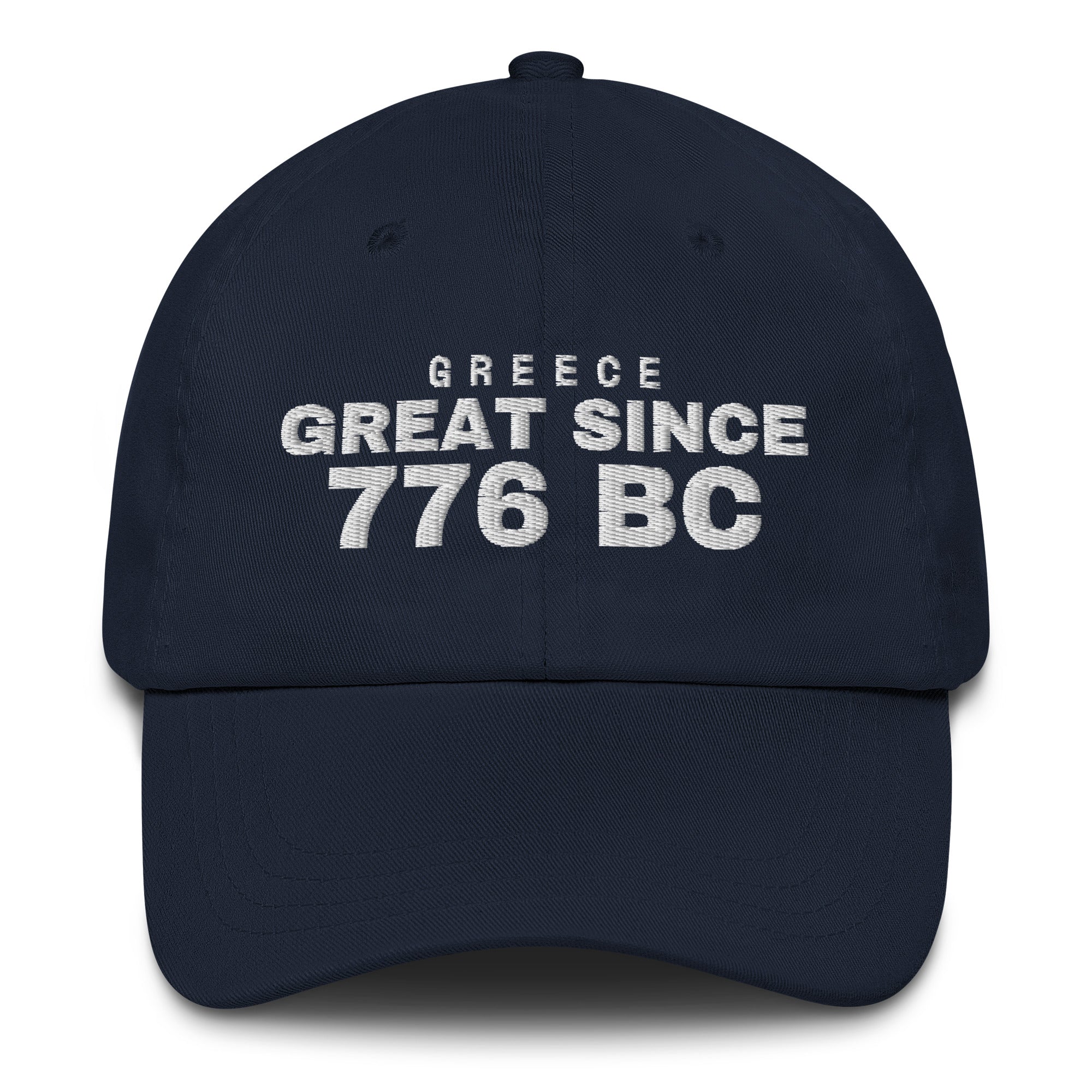 Navy dad cap with GREECE GREAT SINCE 776 BC embroidery
