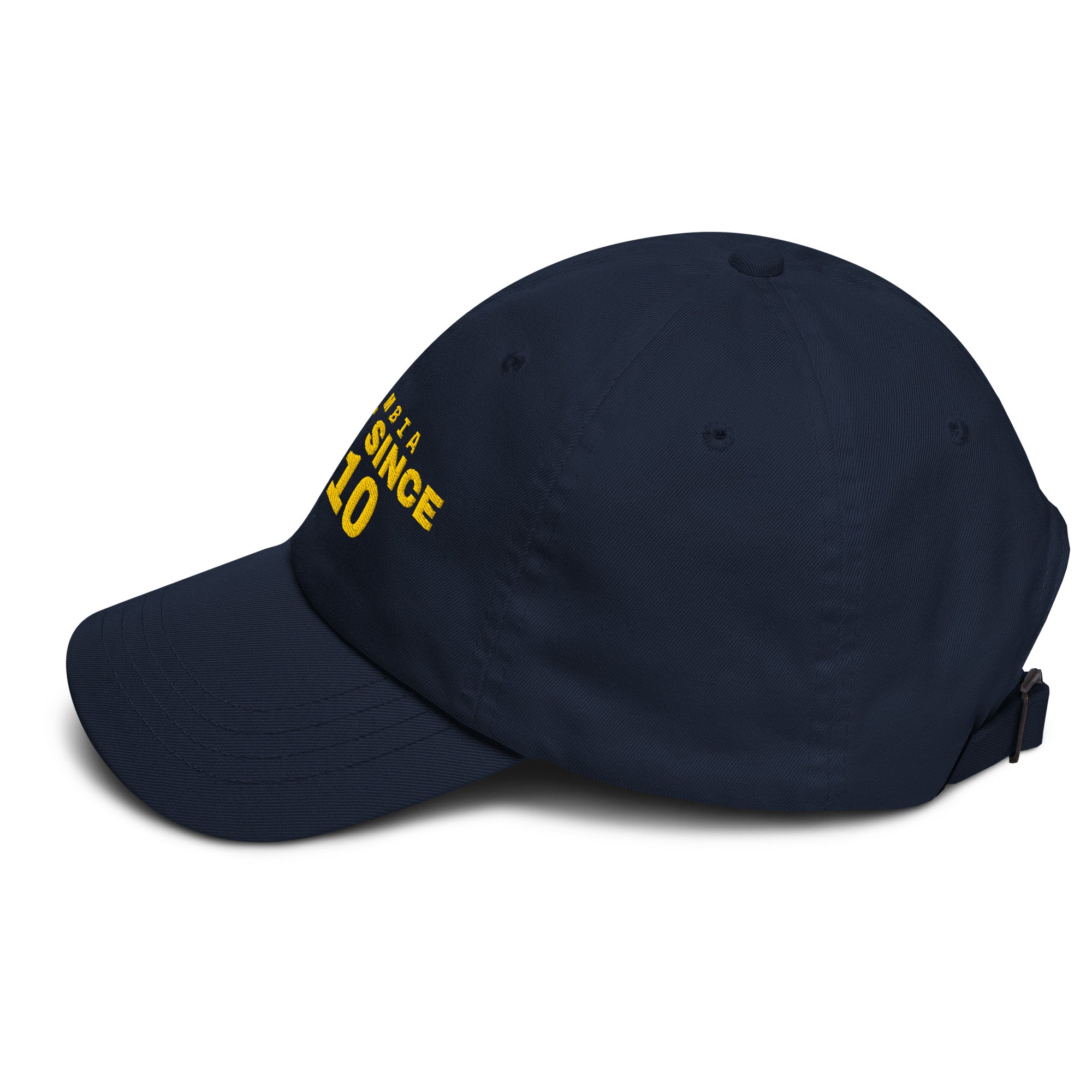 Navy dad cap with COLOMBIA GREAT SINCE 1810 embroidery
