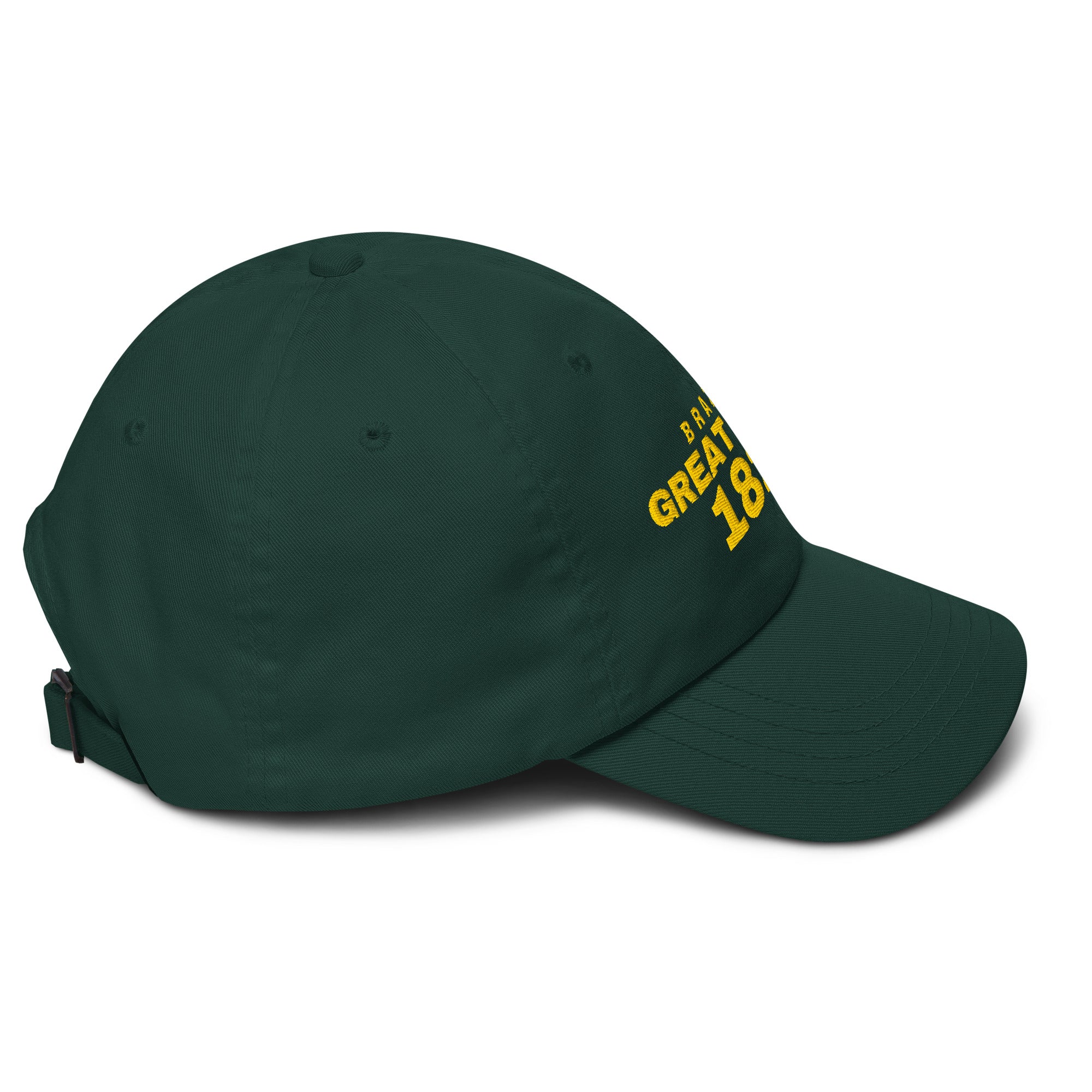 Spruce green dad cap with BRAZIL GREAT SINCE 1822 embroidery