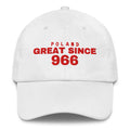 White dad cap with POLAND GREAT SINCE 966 embroidery