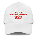 White dad cap with ENGLAND GREAT SINCE 927 embroidery