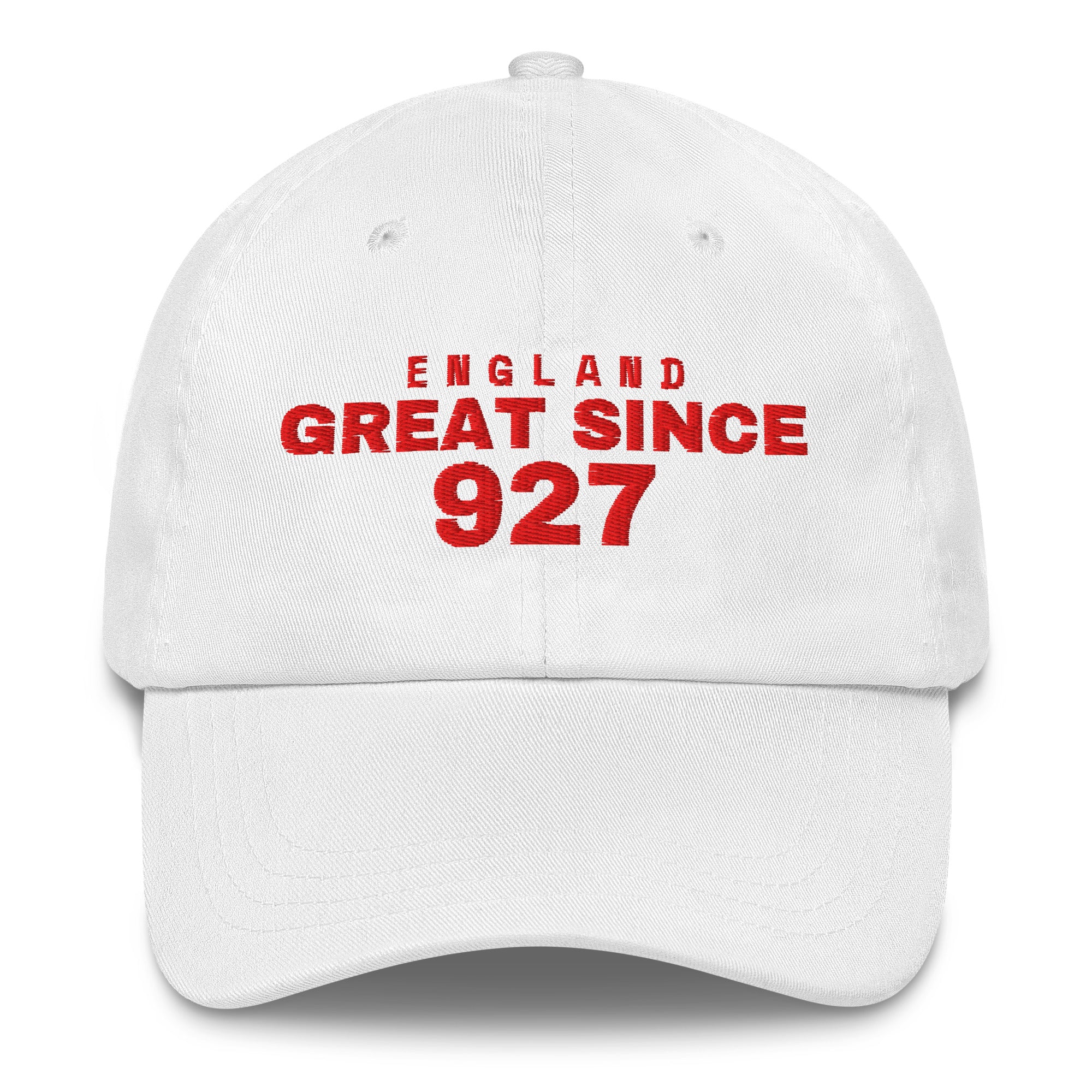 White dad cap with ENGLAND GREAT SINCE 927 embroidery