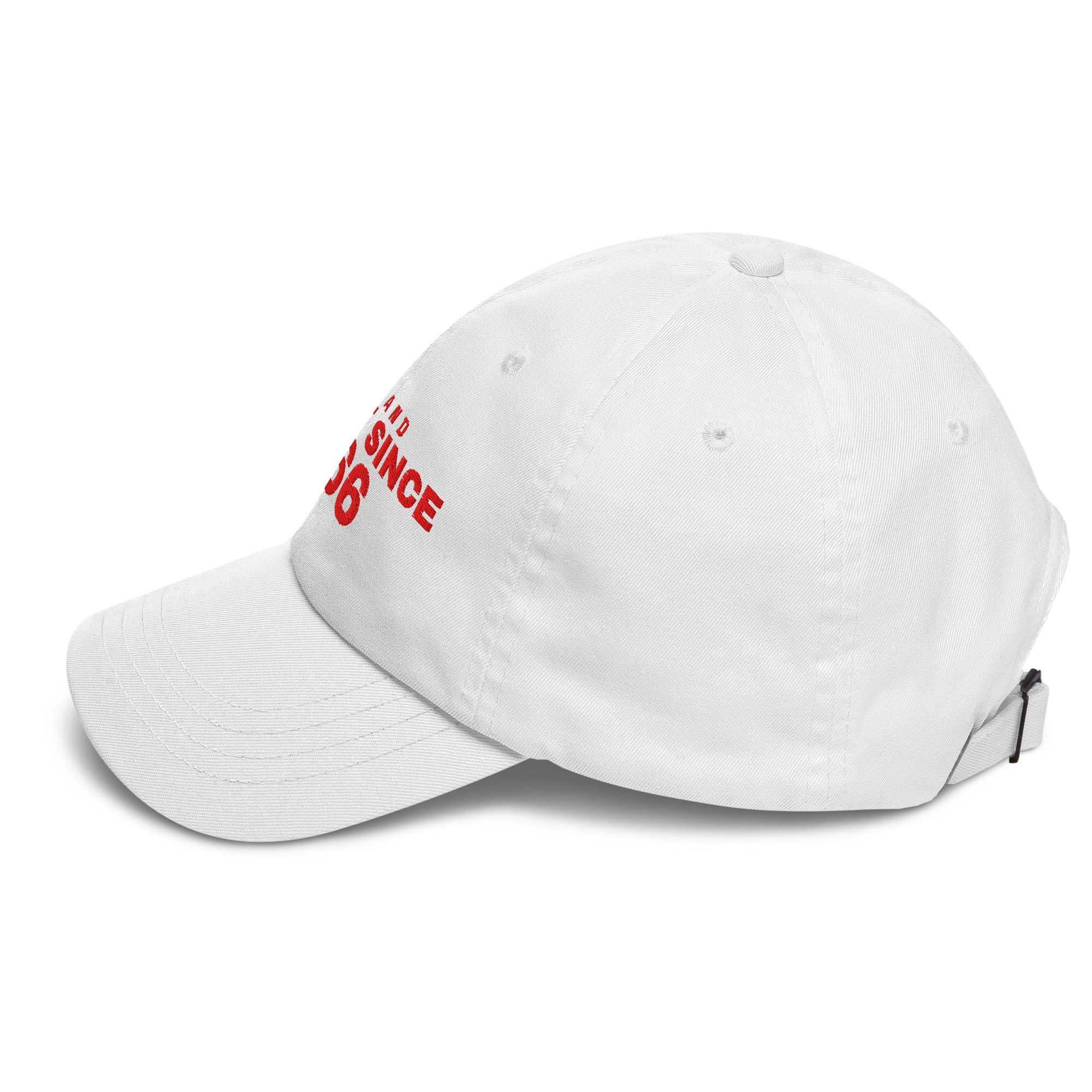 White dad cap with POLAND GREAT SINCE 966 embroidery