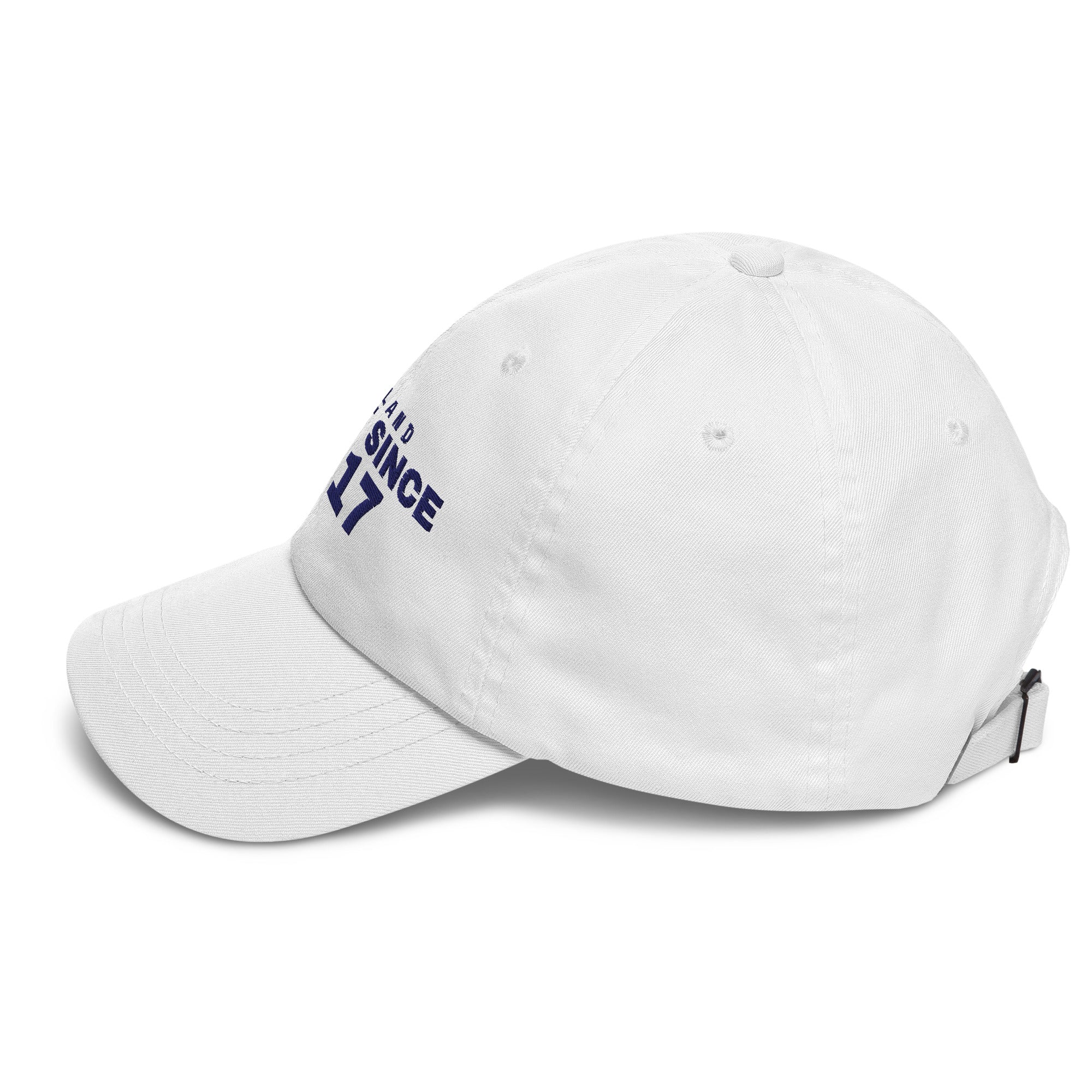 White dad cap with FINLAND GREAT SINCE 1917 embroidery