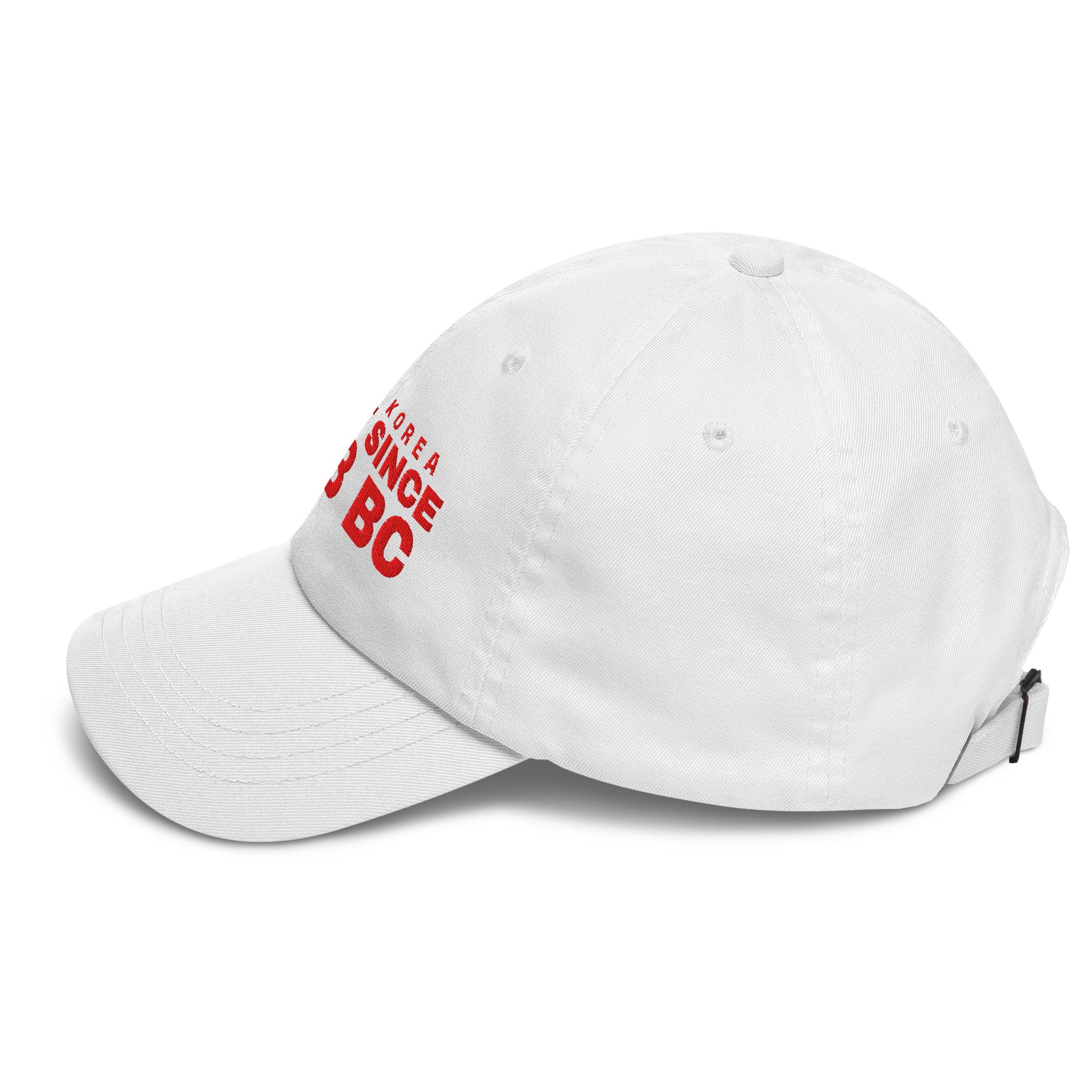 White dad cap with SOUTH KOREA GREAT SINCE 2333 BC embroidery