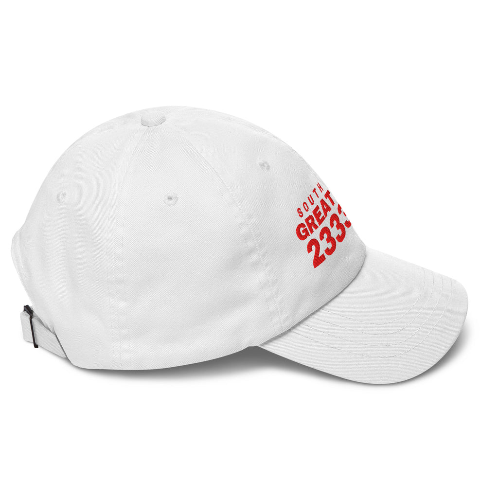 White dad cap with SOUTH KOREA GREAT SINCE 2333 BC embroidery