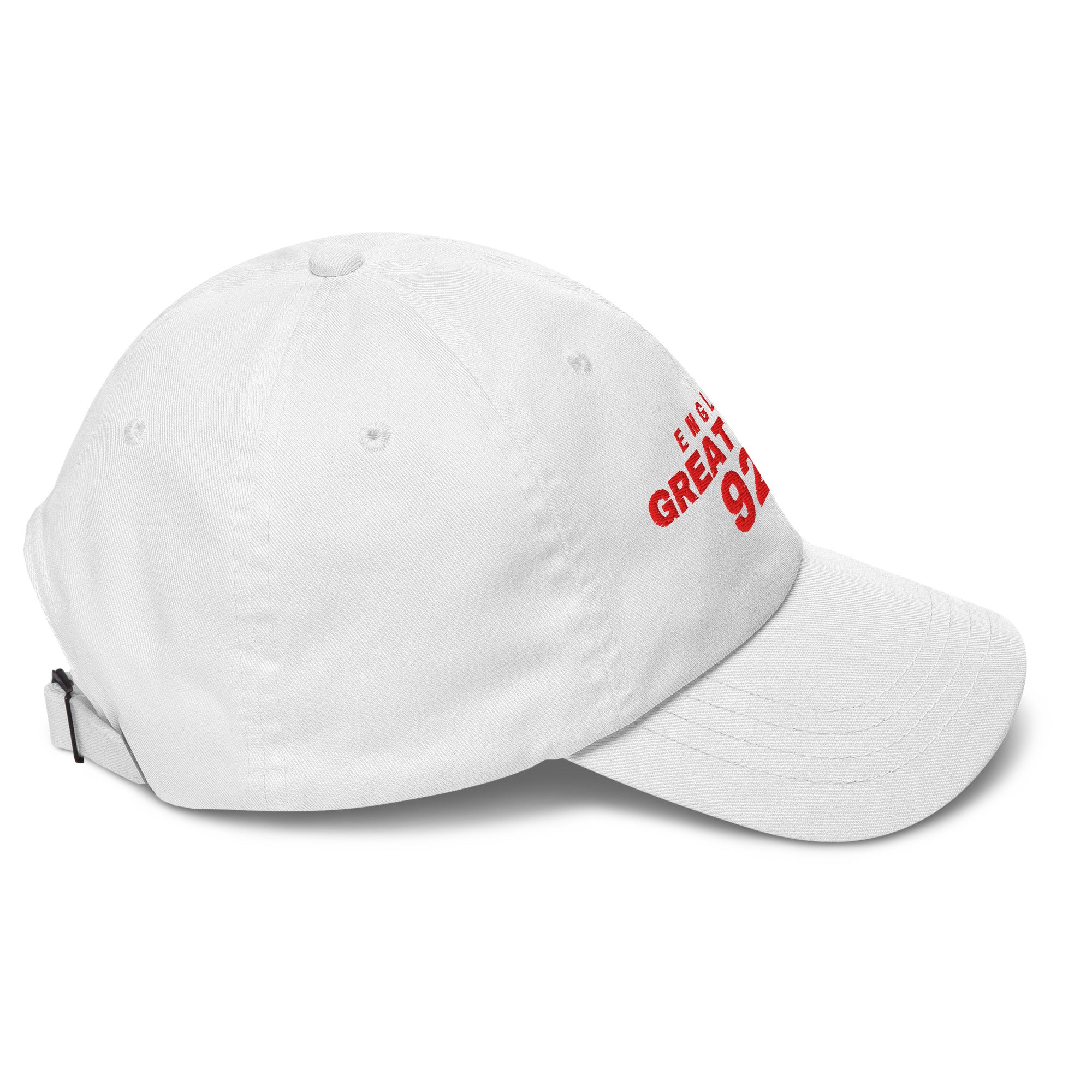 White dad cap with ENGLAND GREAT SINCE 927 embroidery
