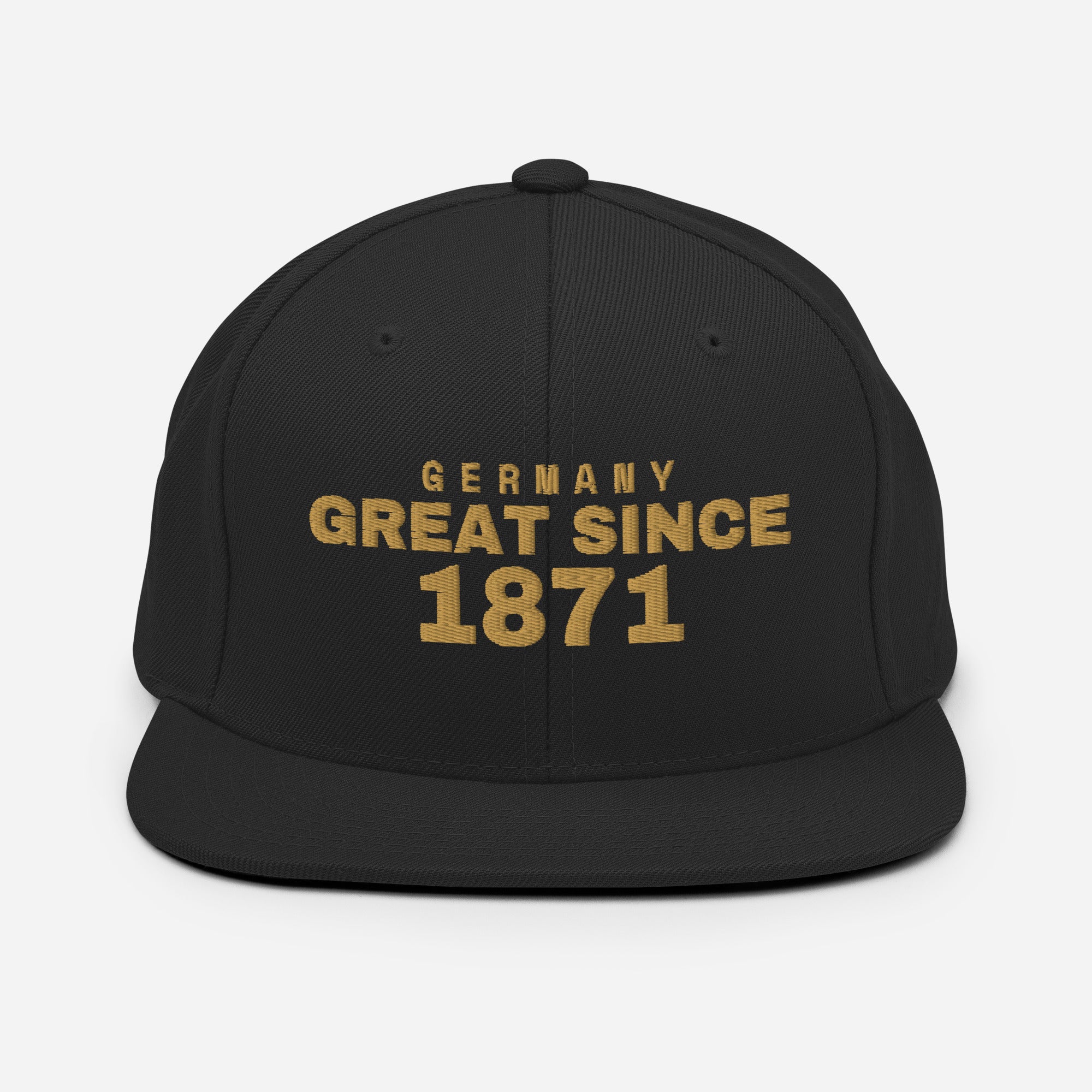 Black and red snapback cap with GERMANY GREAT SINCE 1871 embroidery