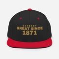 Black and red snapback cap with GERMANY GREAT SINCE 1871 embroidery
