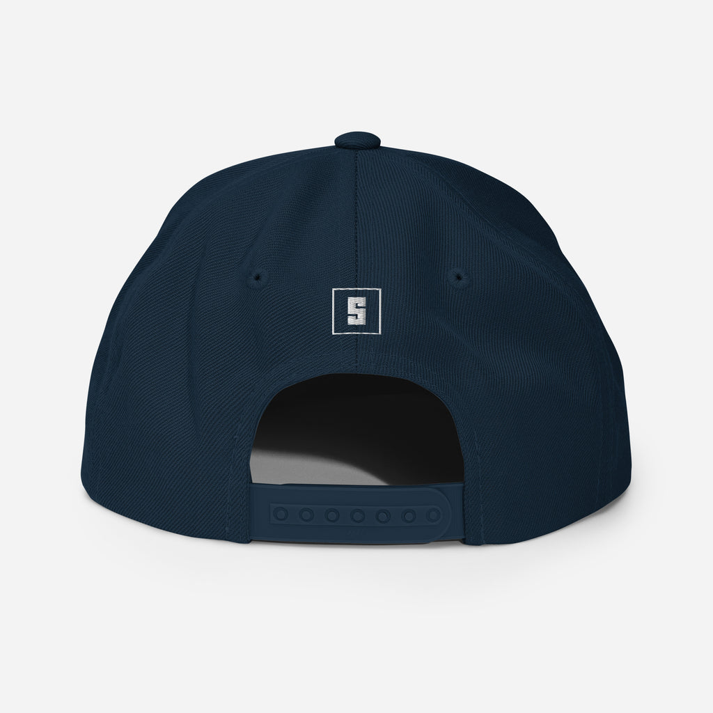 Navy snapback cap with NEW ZEALAND GREAT SINCE 1840 embroidery