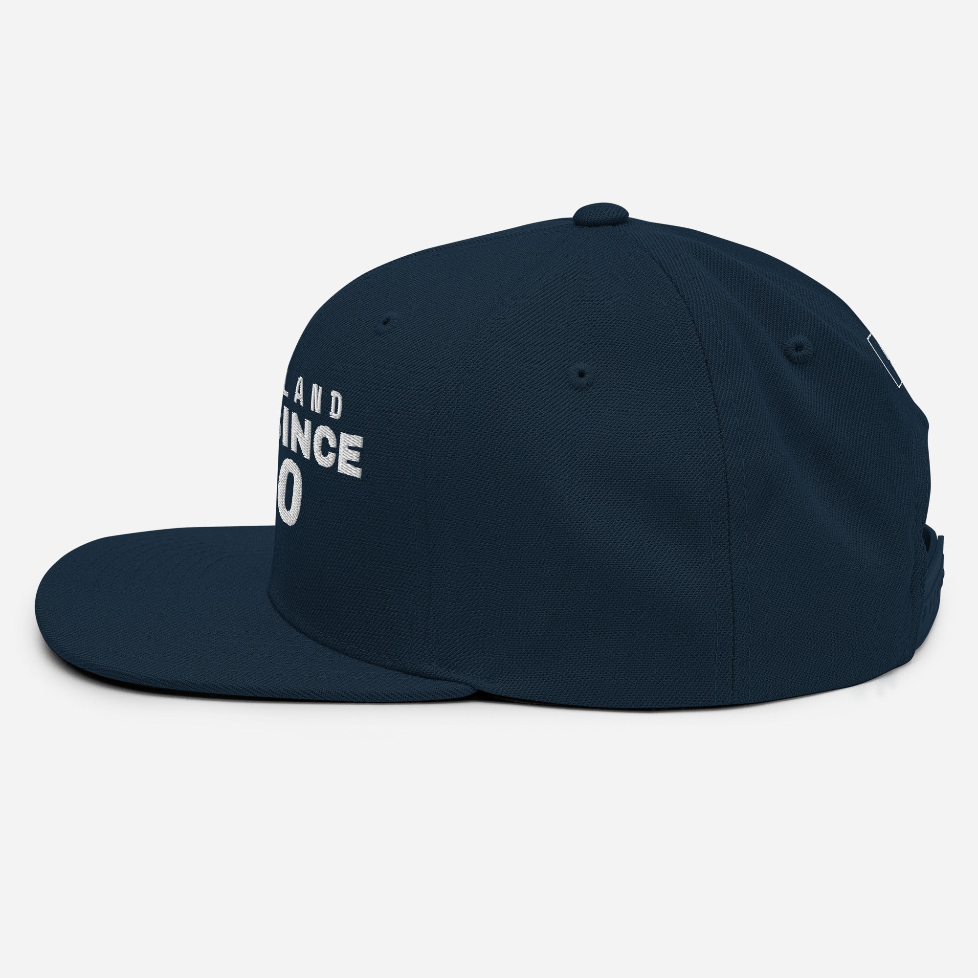 Navy snapback cap with NEW ZEALAND GREAT SINCE 1840 embroidery