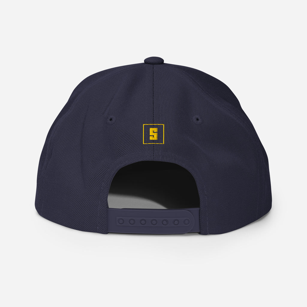 Navy snapback cap with COLOMBIA GREAT SINCE 1810 embroidery