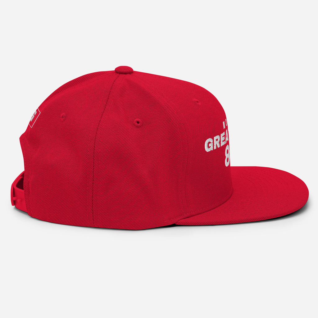 Red snapback cap with NORWAY GREAT SINCE 872 embroidery