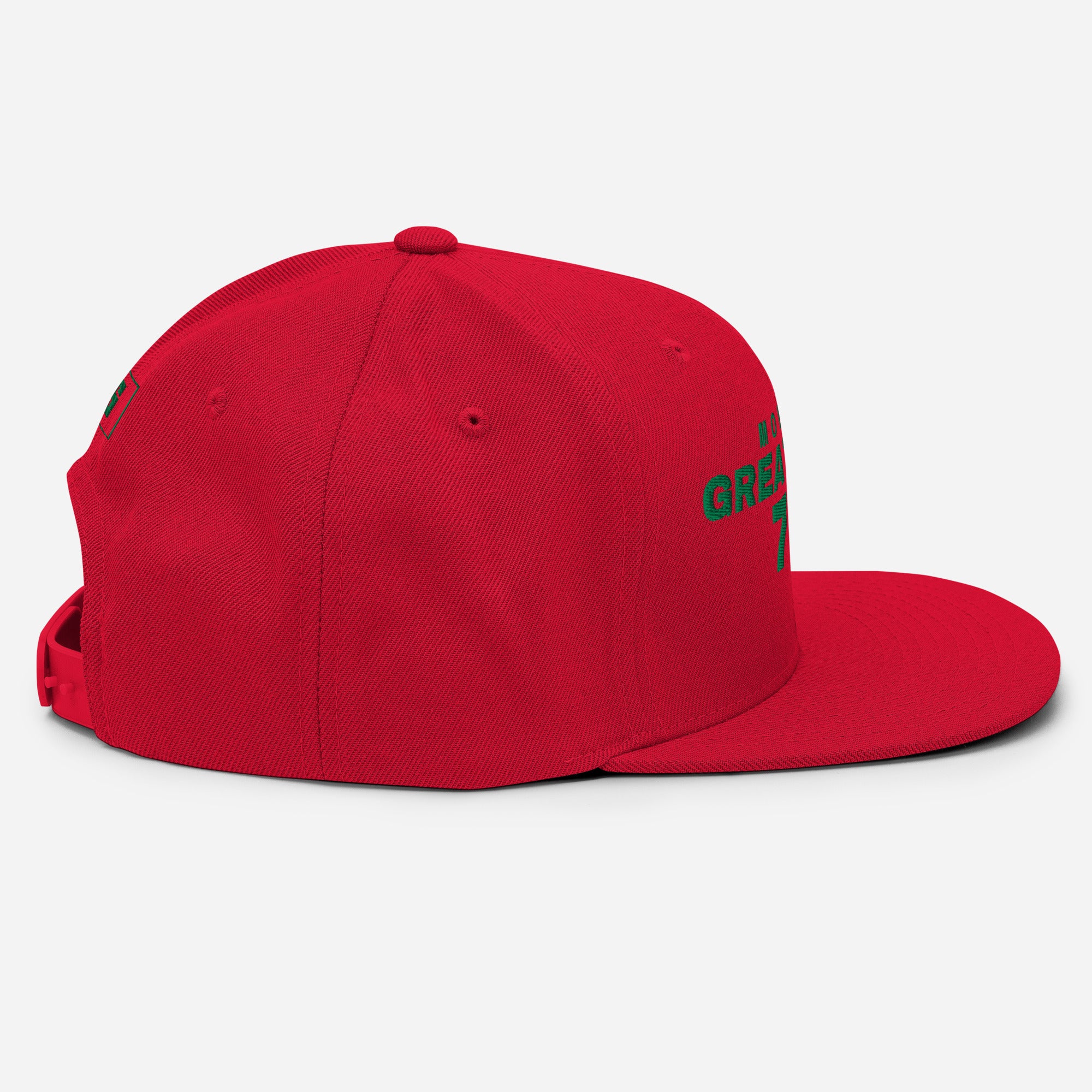 Red snapback cap with MOROCCO GREAT SINCE 788 embroidery