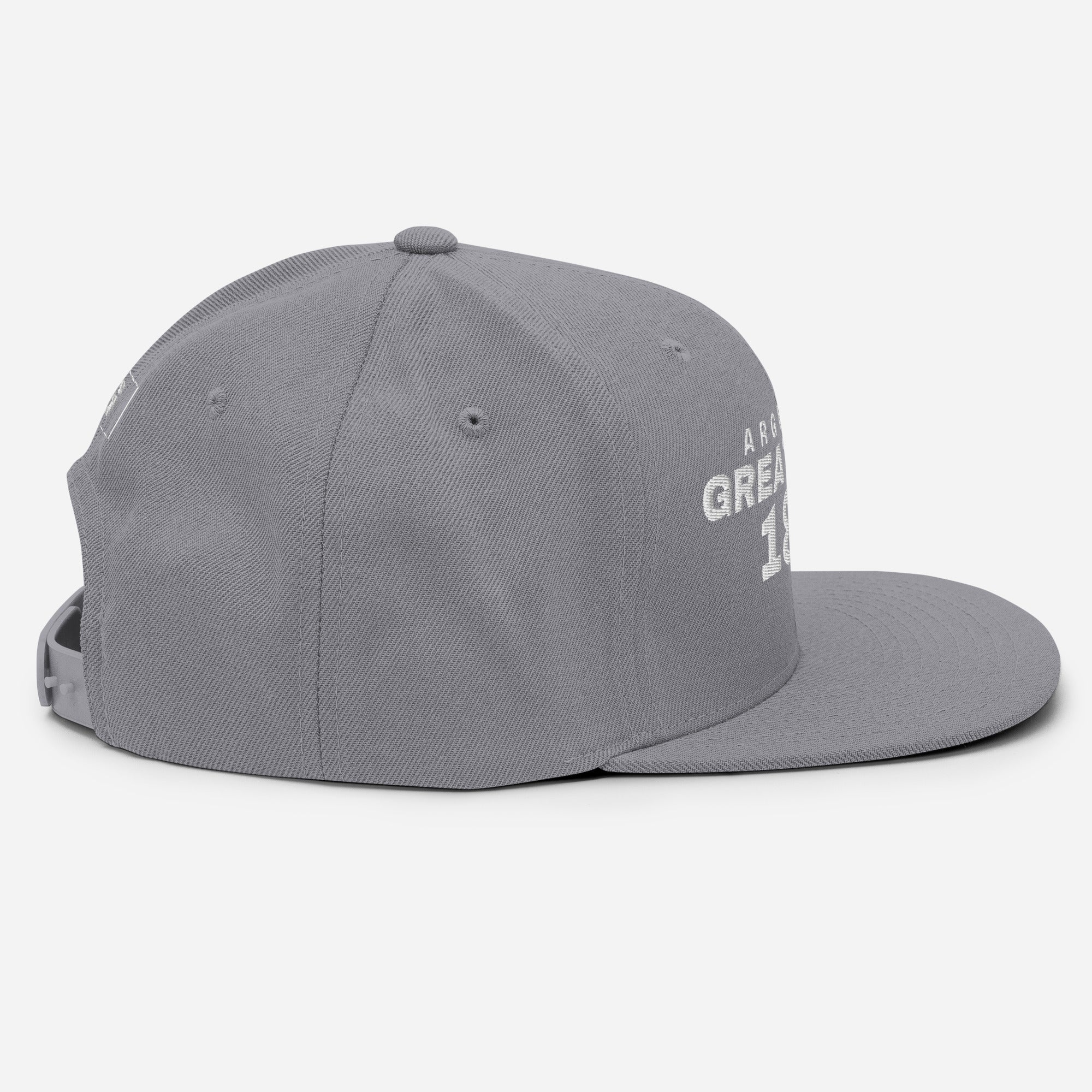 Silver snapback cap with ARGENTINA GREAT SINCE 1816 embroidery