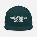 Spruce green snapback cap with HUNGARY GREAT SINCE 1000 embroidery