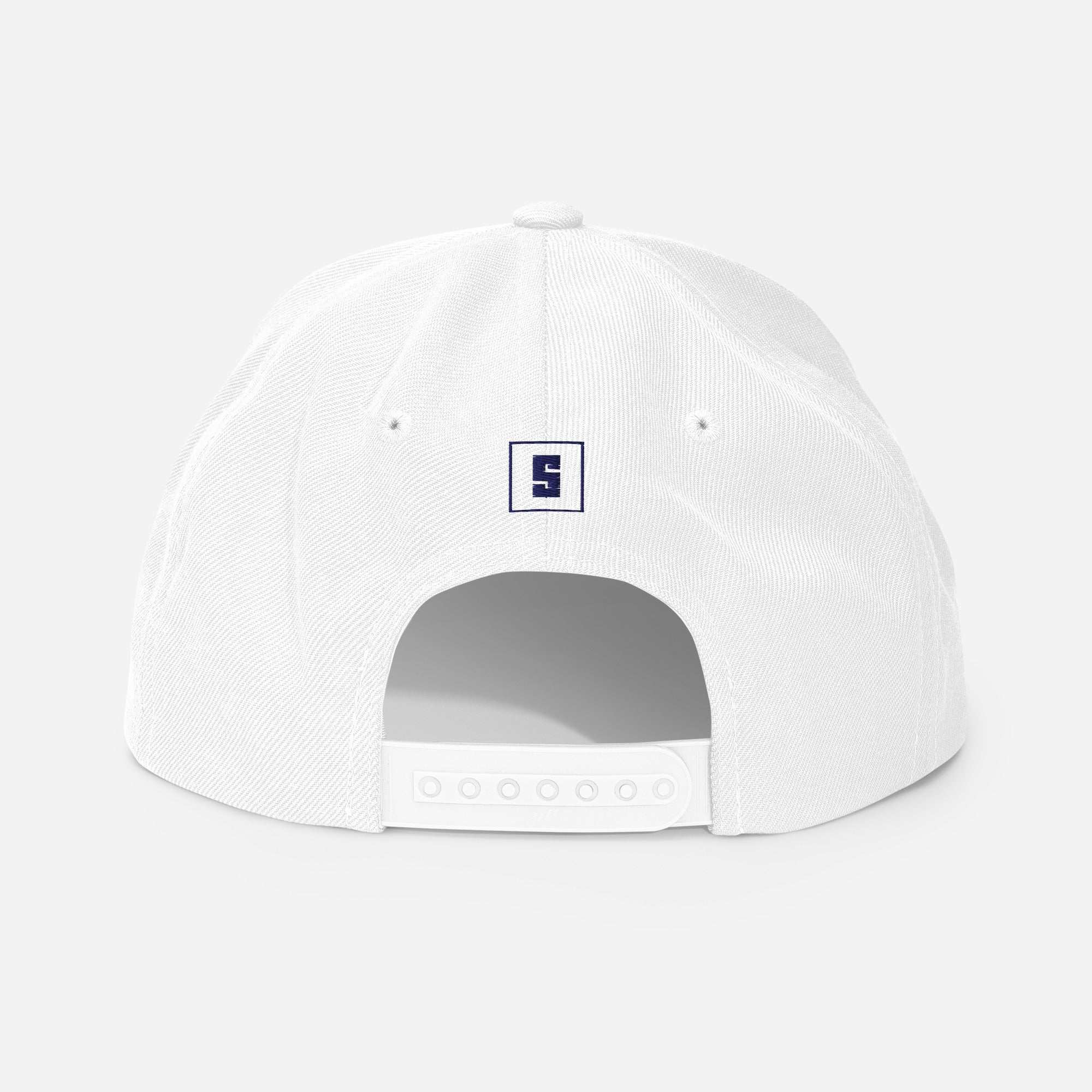White snapback cap with FINLAND GREAT SINCE 1917 embroidery