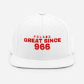 White snapback cap with POLAND GREAT SINCE 966 embroidery